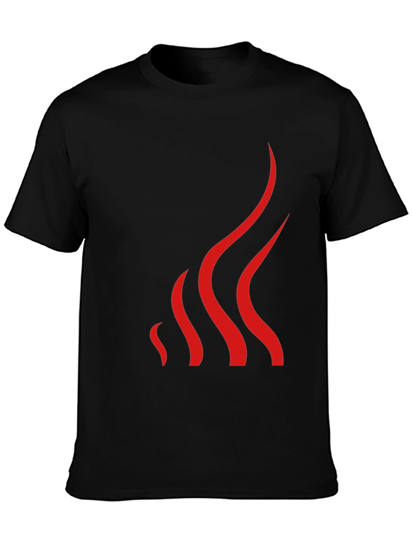 Mens Black T-Shirt with Abstract Red Flame Design
