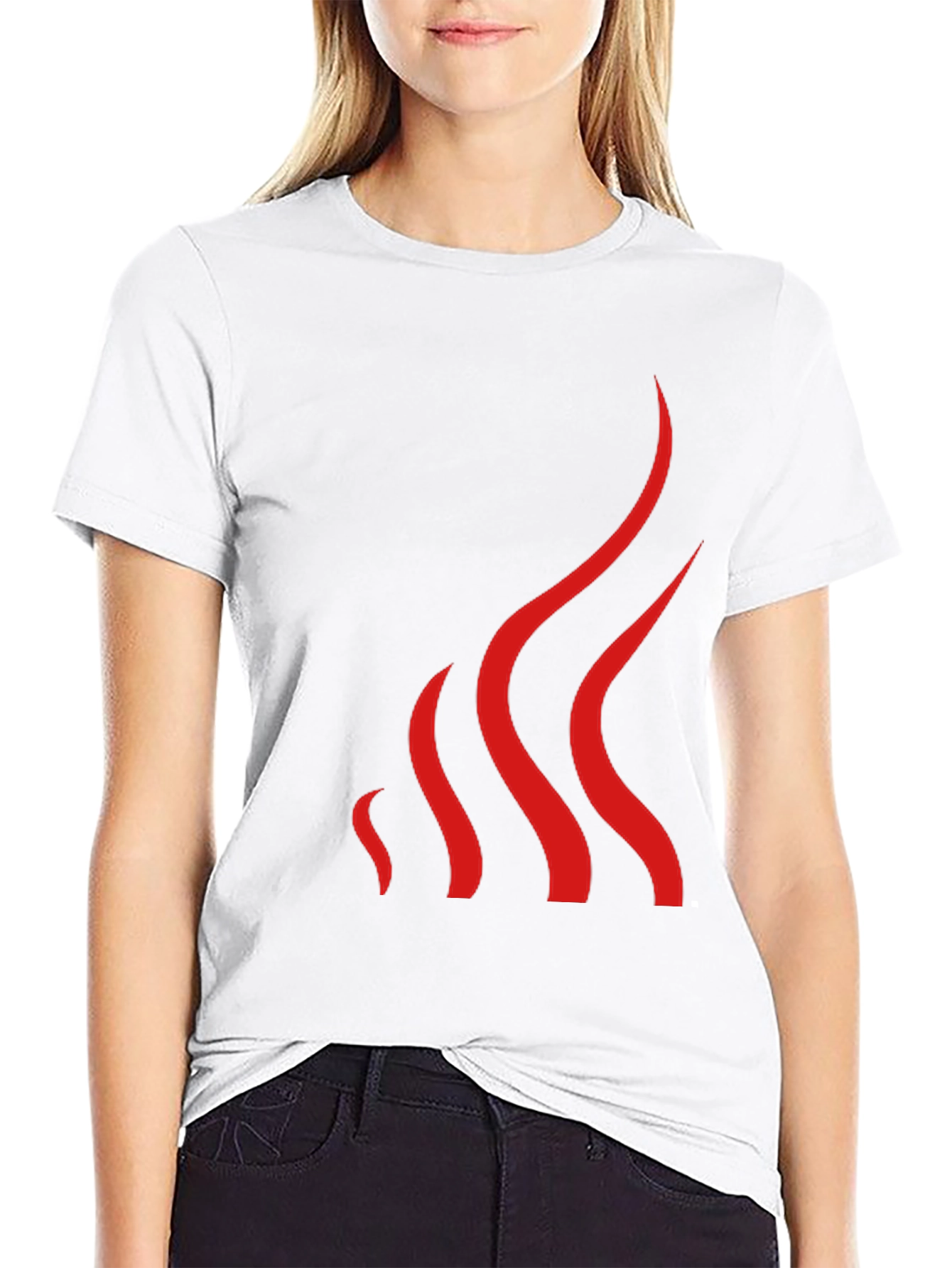 Mens Black T-Shirt with Abstract Red Flame Design