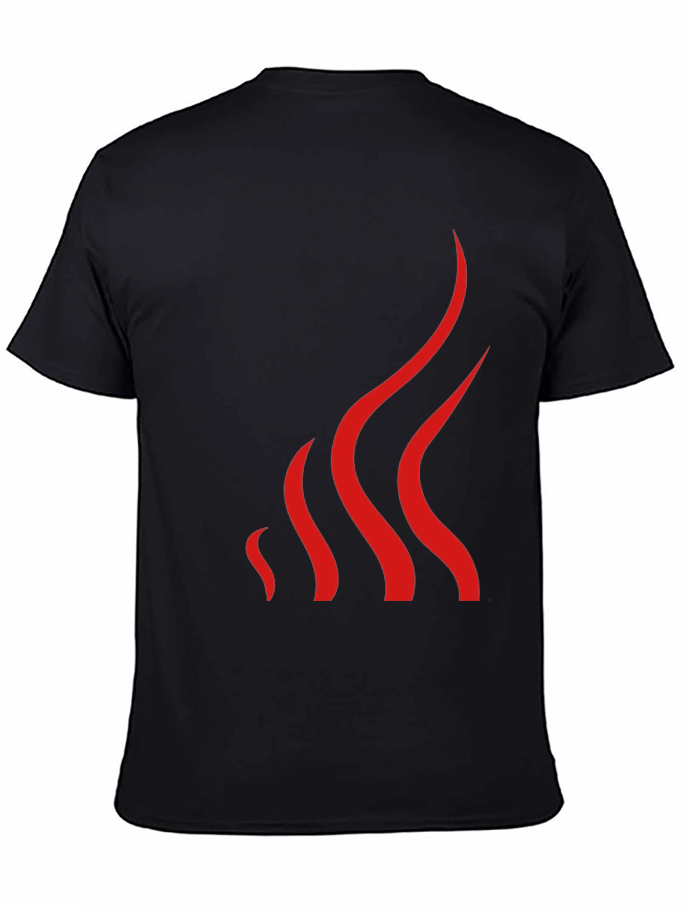 Mens Black T-Shirt with Abstract Red Flame Design