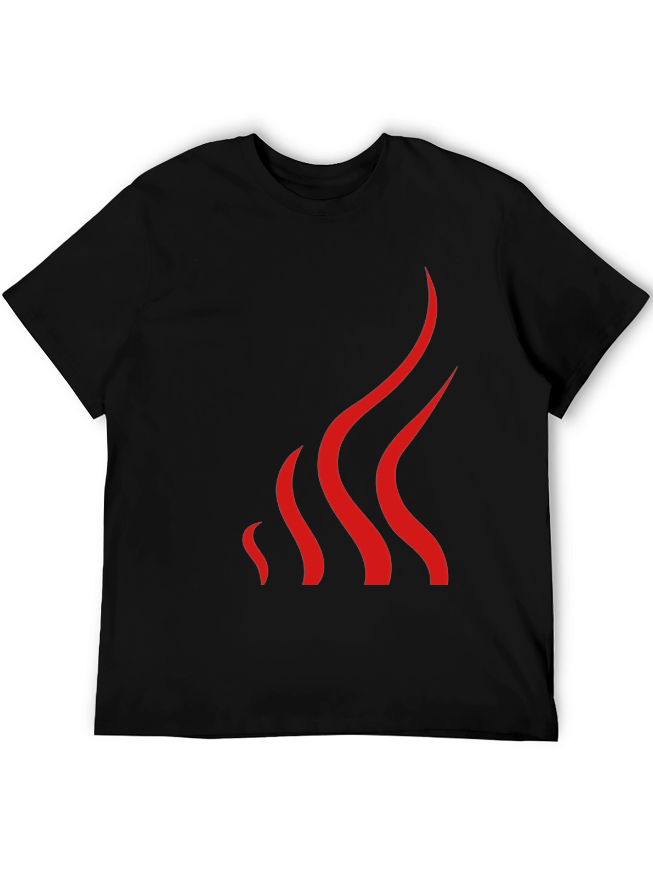 Mens Black T-Shirt with Abstract Red Flame Design