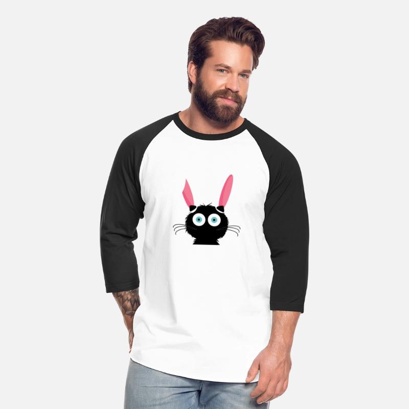 Cute Black Cat Bunny Hat Rabbit Easter Eggs Tshirt