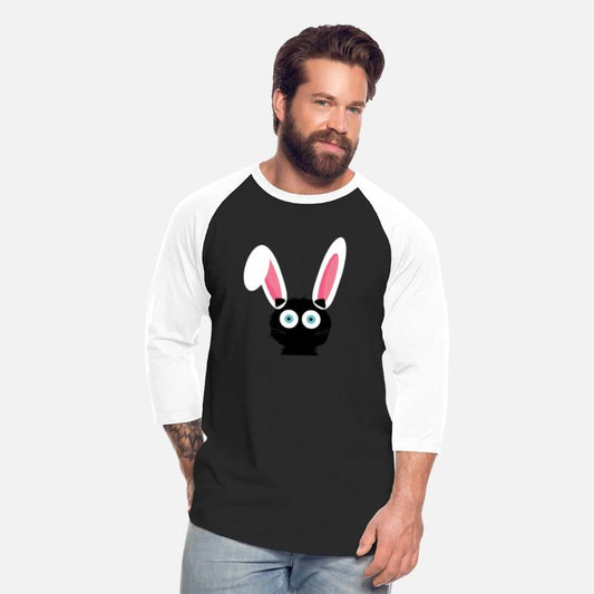 Cute Black Cat Bunny Hat Rabbit Easter Eggs Tshirt