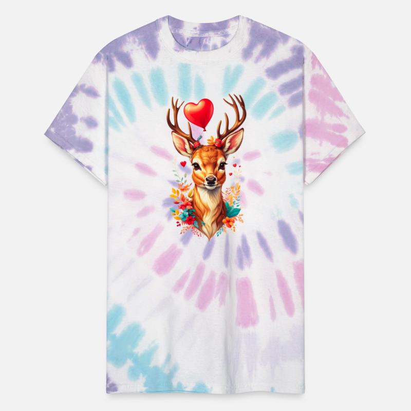 Cute deer with heart shaped balloon.