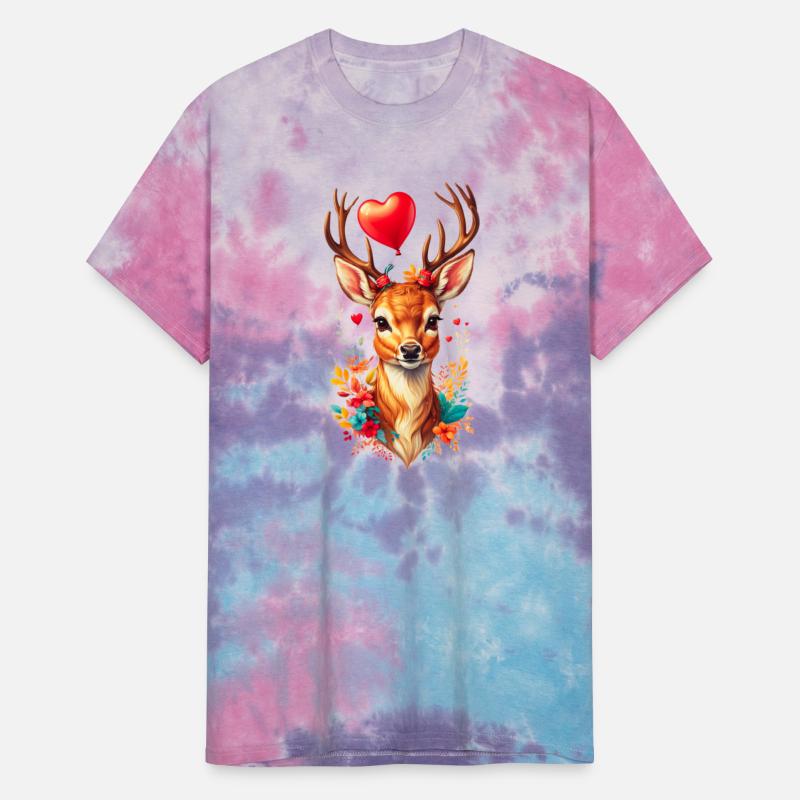 Cute deer with heart shaped balloon.