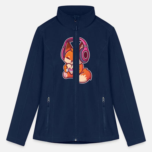 Cute Fox with Headphones Playing Video games Gamer