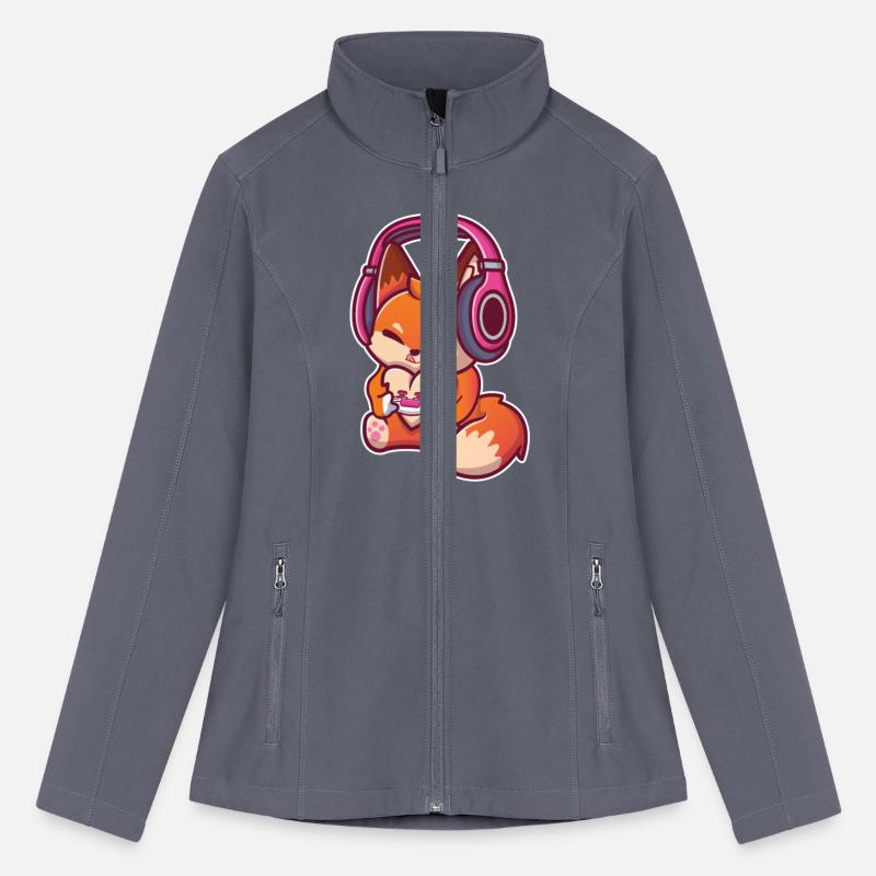 Cute Fox with Headphones Playing Video games Gamer