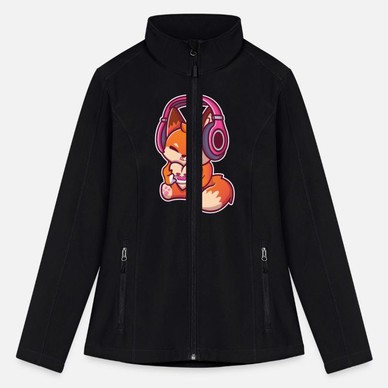 Cute Fox with Headphones Playing Video games Gamer