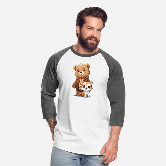 cute kitty cat and teddy bear in cartoon style