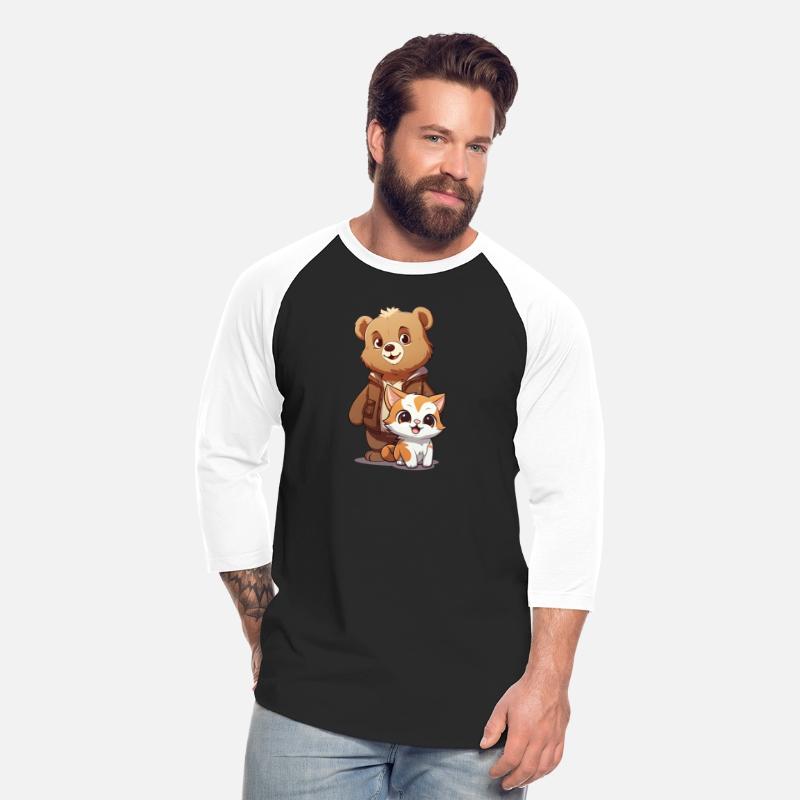 cute kitty cat and teddy bear in cartoon style