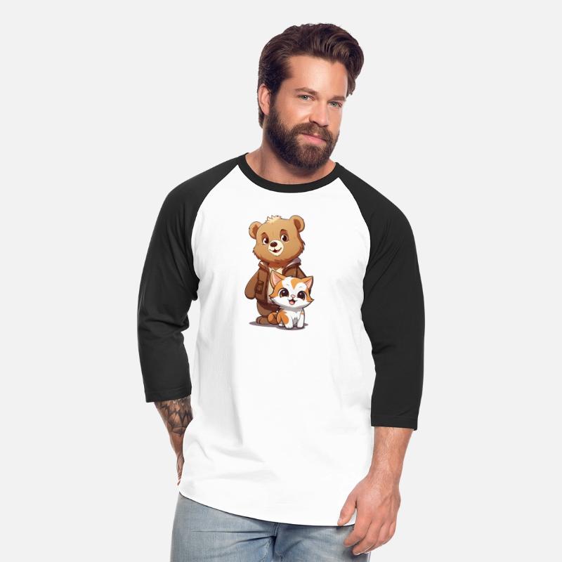 cute kitty cat and teddy bear in cartoon style