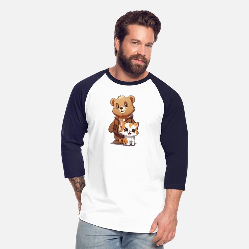 cute kitty cat and teddy bear in cartoon style