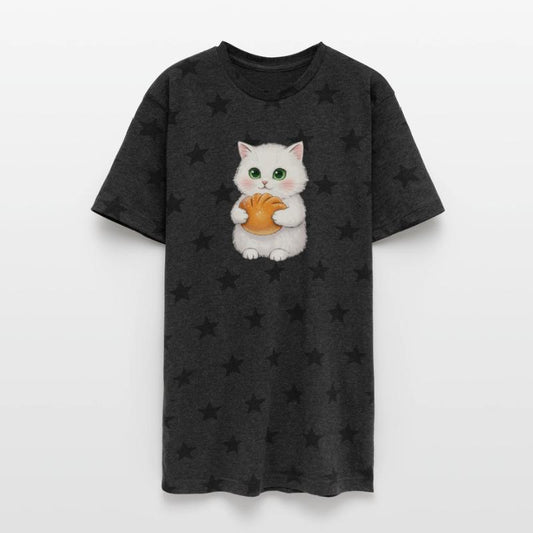 Cute White Cat with Bread Illustration