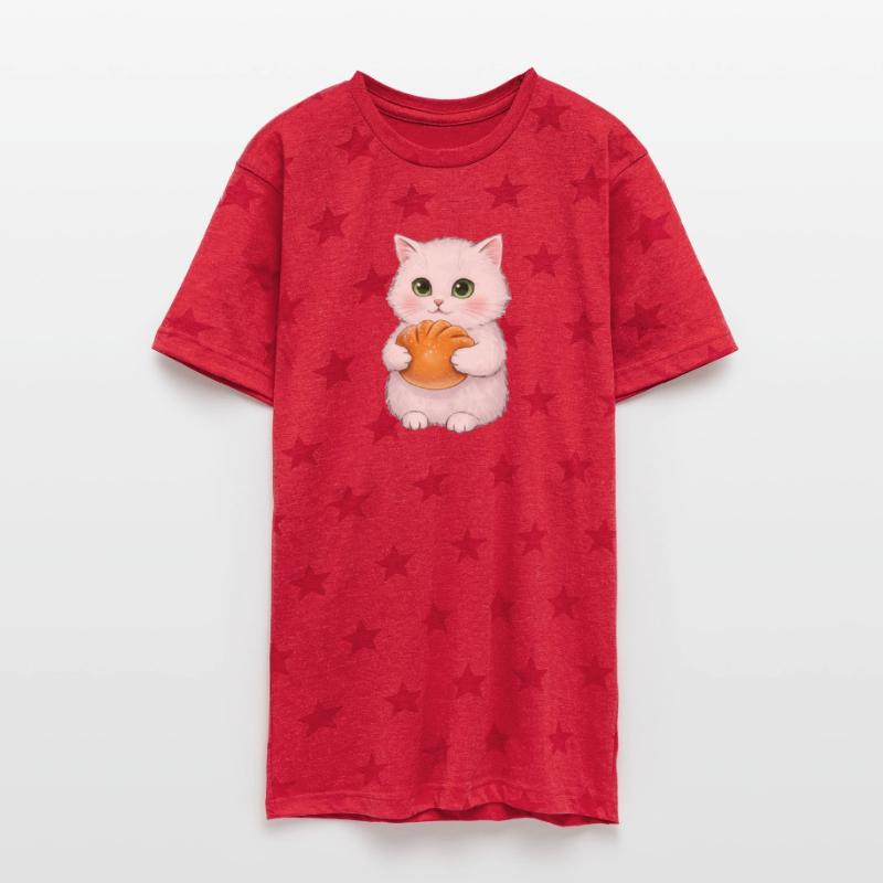 Cute White Cat with Bread Illustration