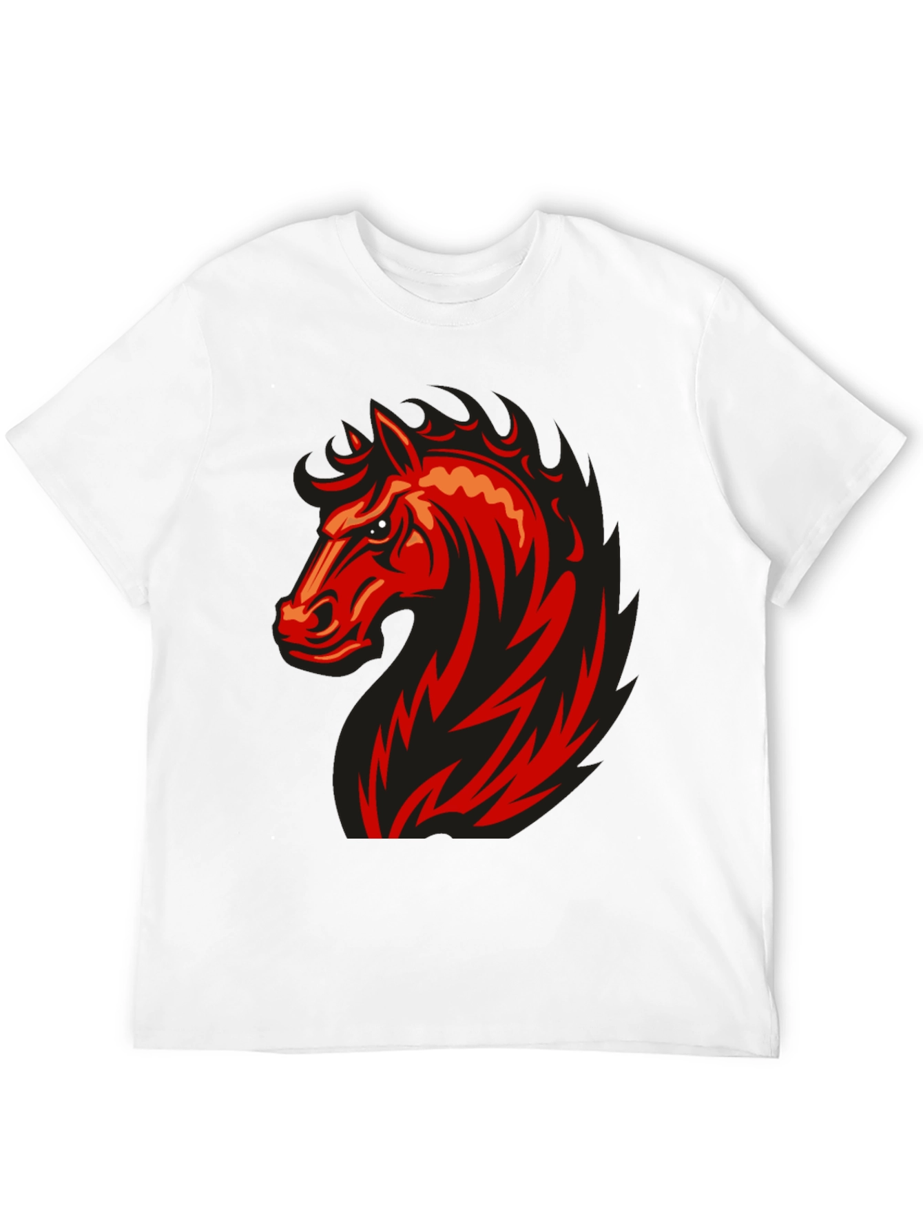 Bold Red Horse Graphic Black T-Shirt