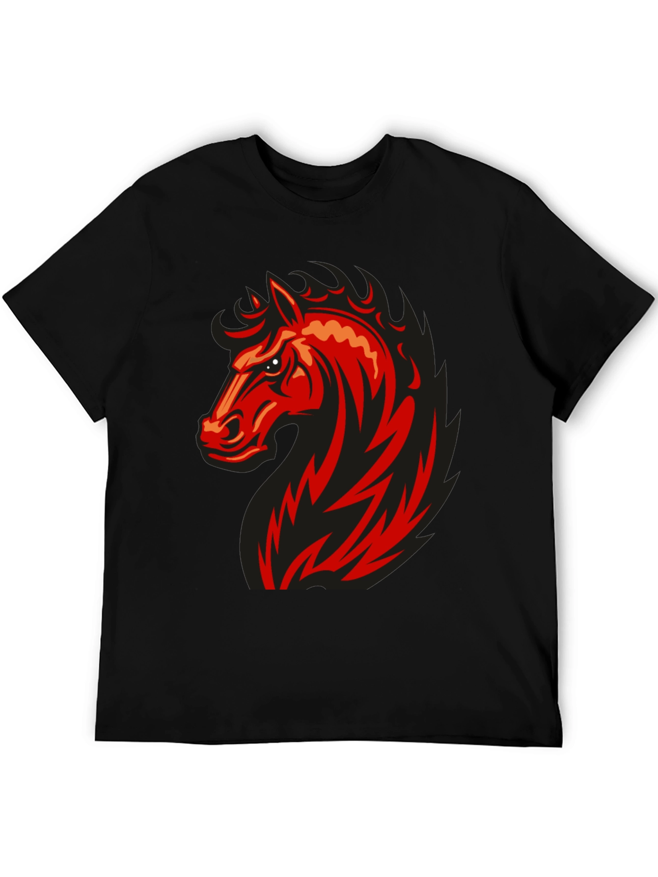 Bold Red Horse Graphic Black T-Shirt