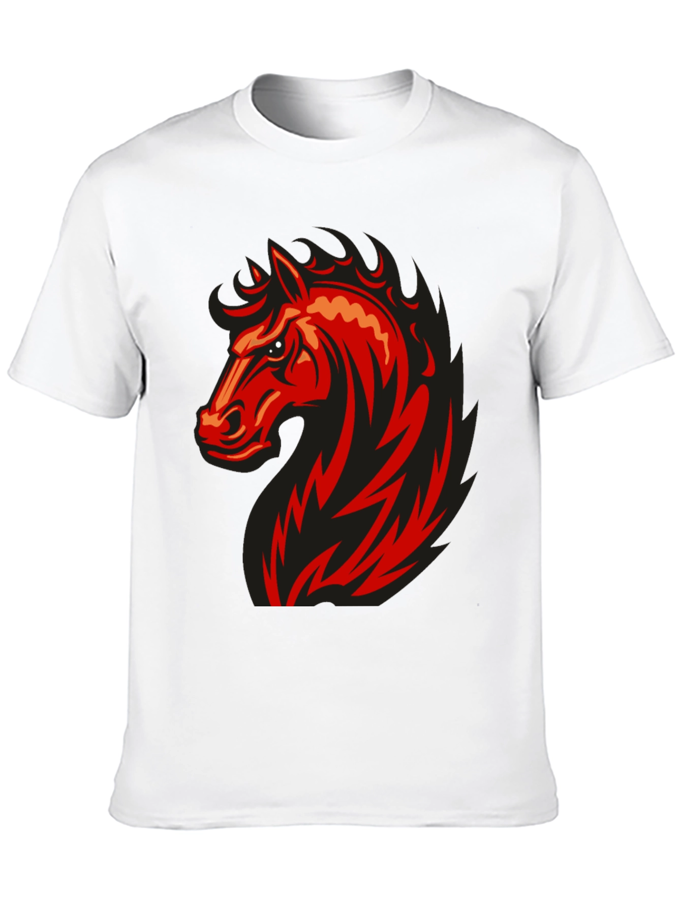 Bold Red Horse Graphic Black T-Shirt