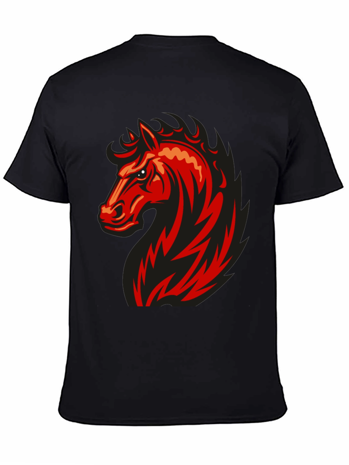 Bold Red Horse Graphic Black T-Shirt