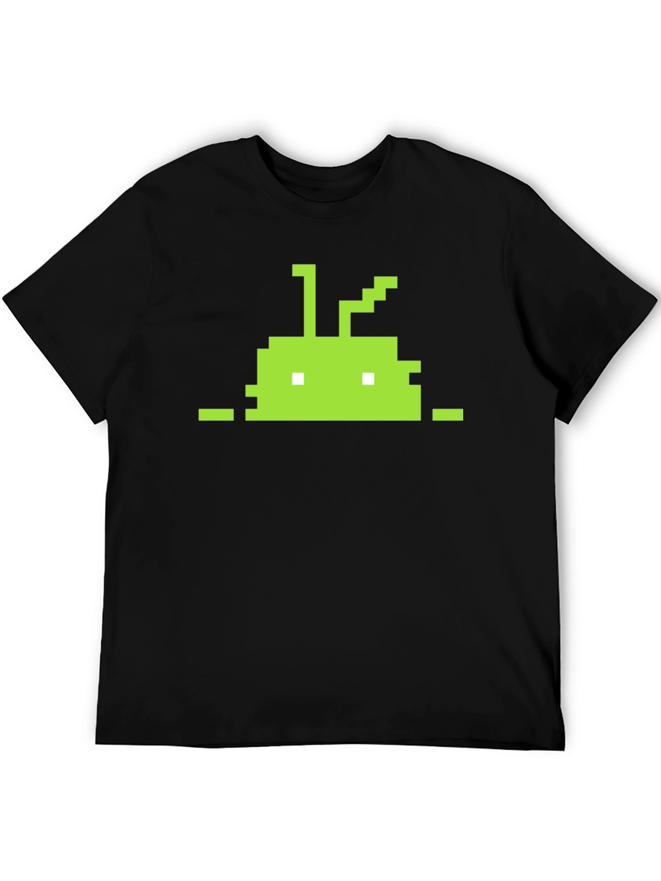 Pixelated Android Robot Black T-Shirt