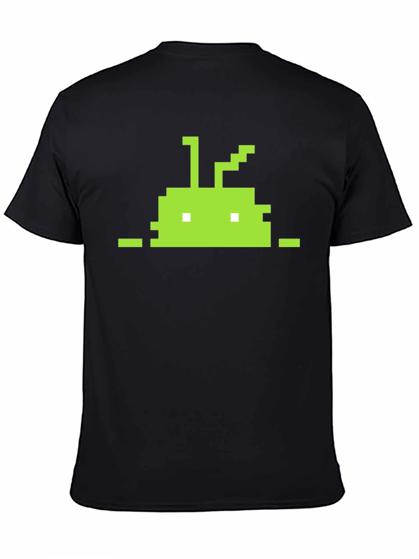 Pixelated Android Robot Black T-Shirt