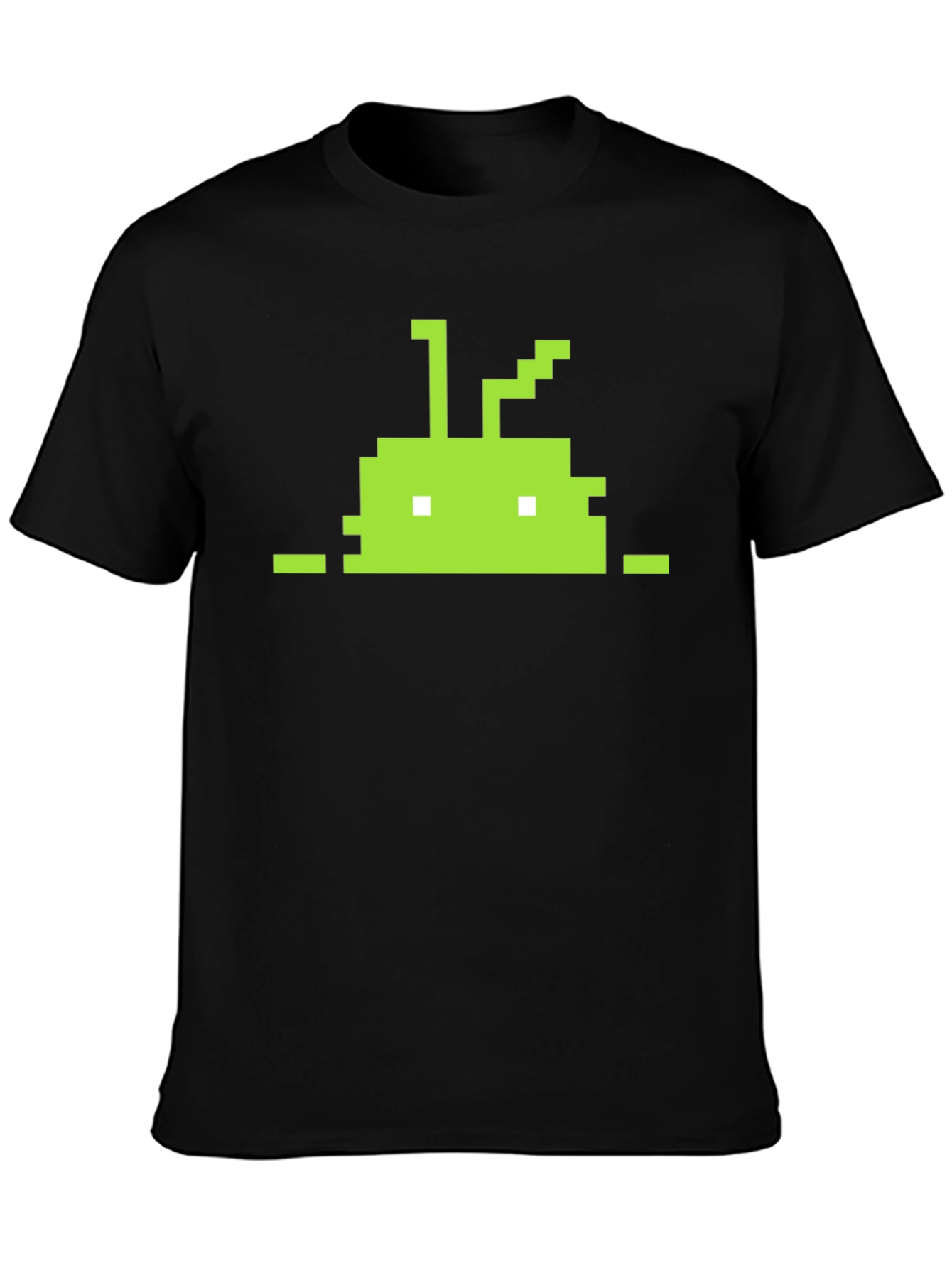 Pixelated Android Robot Black T-Shirt