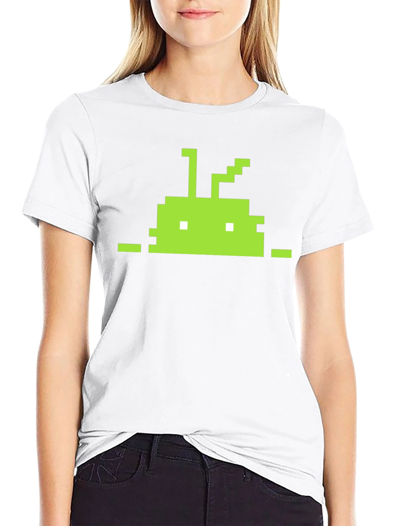 Pixelated Android Robot Black T-Shirt
