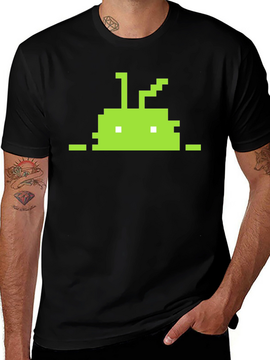 Pixelated Android Robot Black T-Shirt