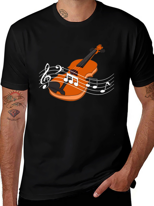 Violin Music Notes Black T-Shirt
