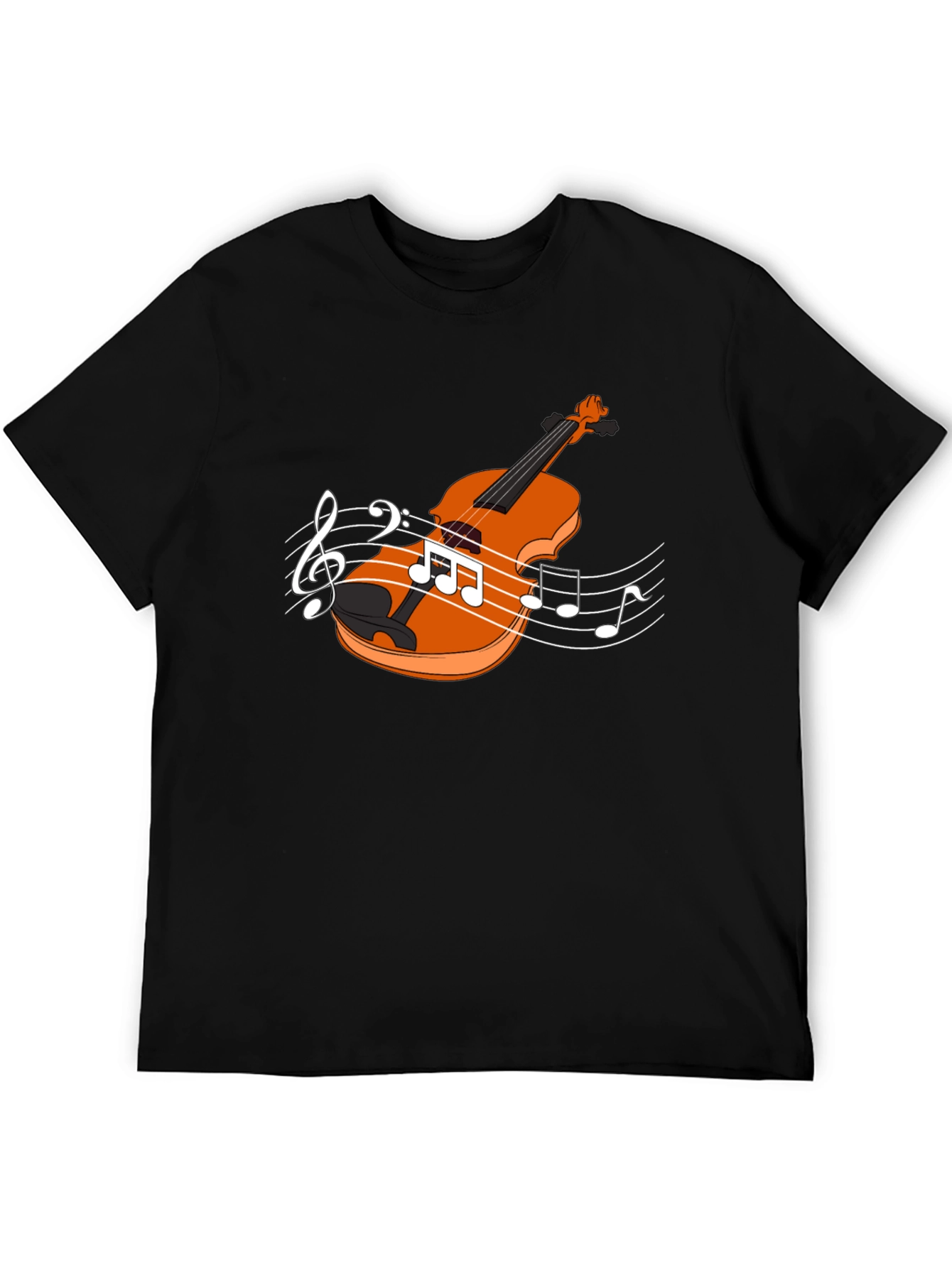 Violin Music Notes Black T-Shirt