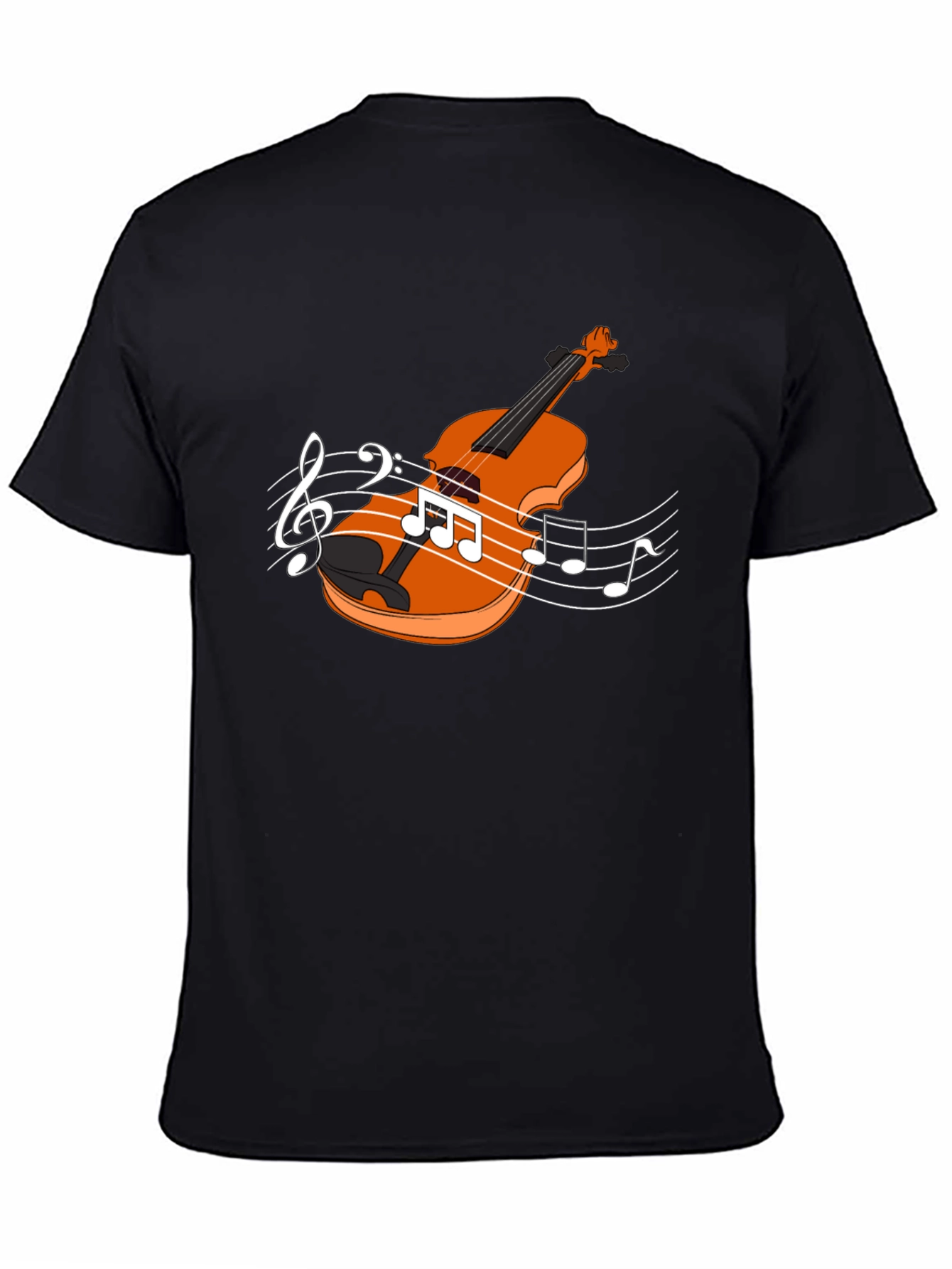 Violin Music Notes Black T-Shirt