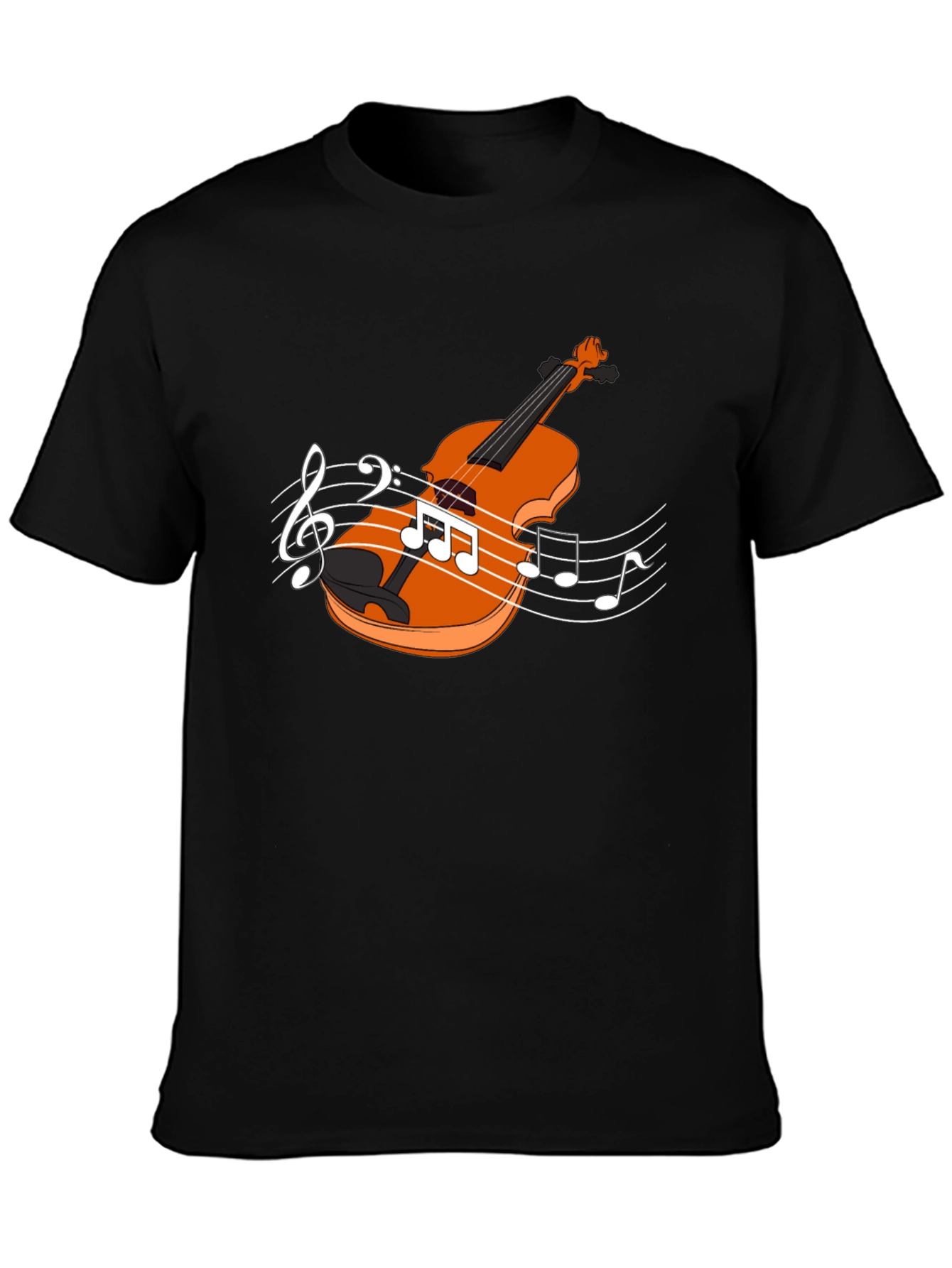 Violin Music Notes Black T-Shirt