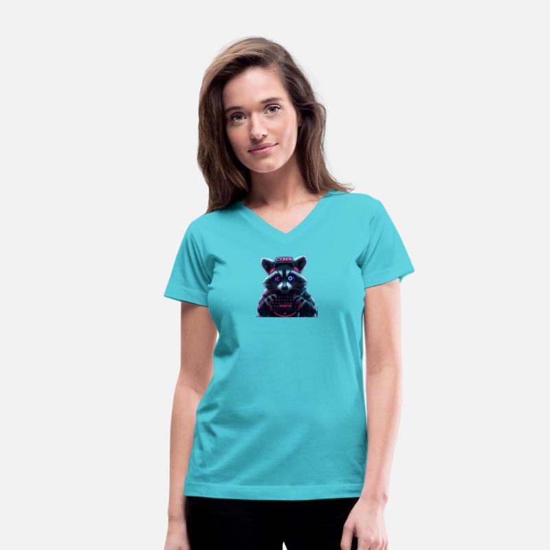 Cyber Raccoon with Neon Mafia Theme