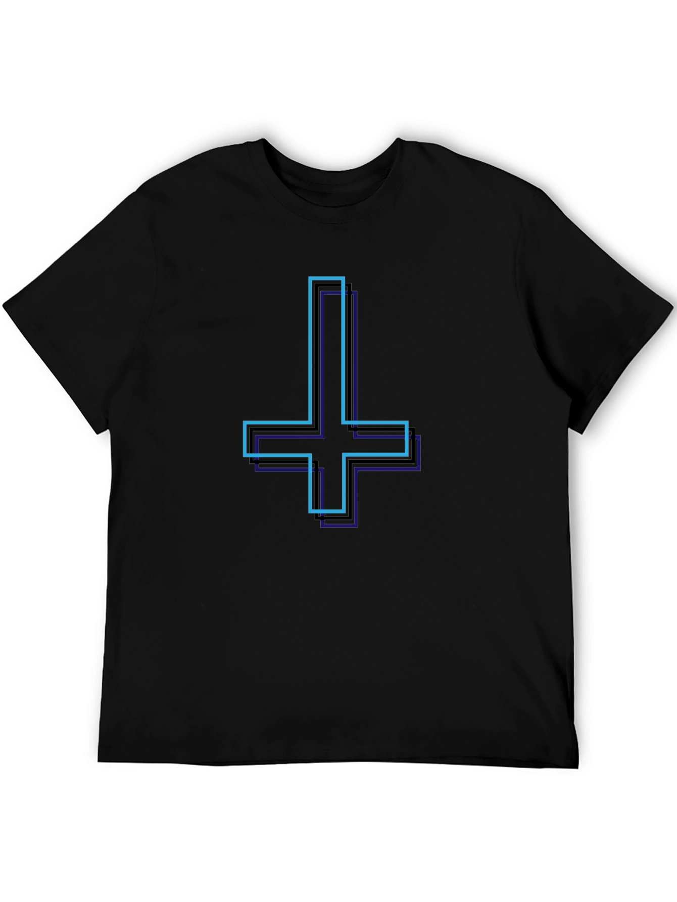Inverted Cross Graphic Tee - Stylish Black T-Shirt