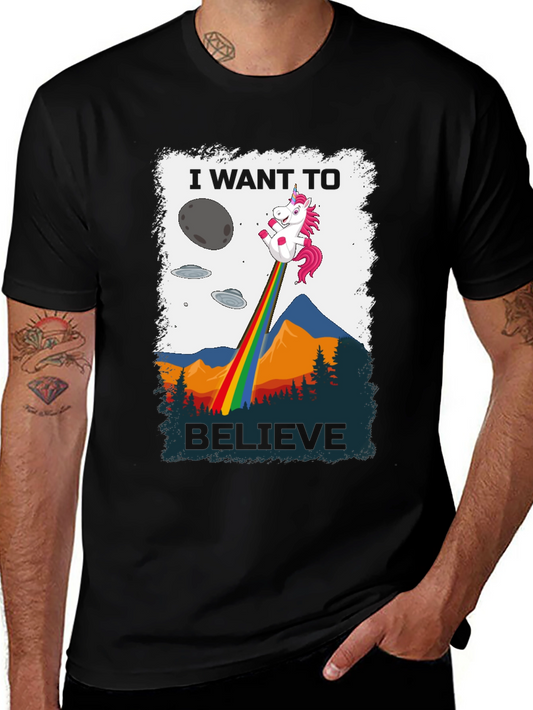 I Want to Believe Unicorn Rainbow T-Shirt