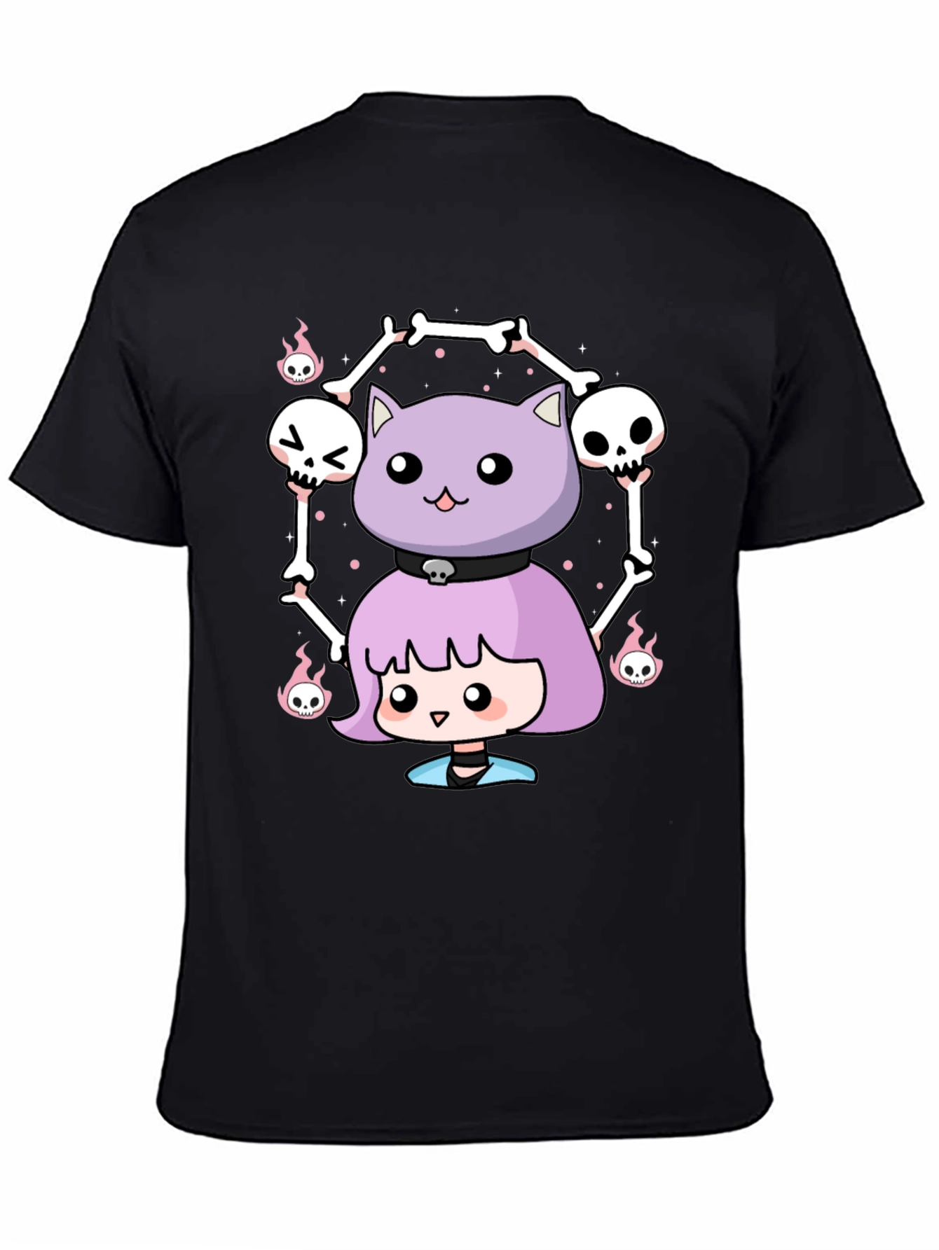 Kawaii Skeleton Cat Girl T-Shirt