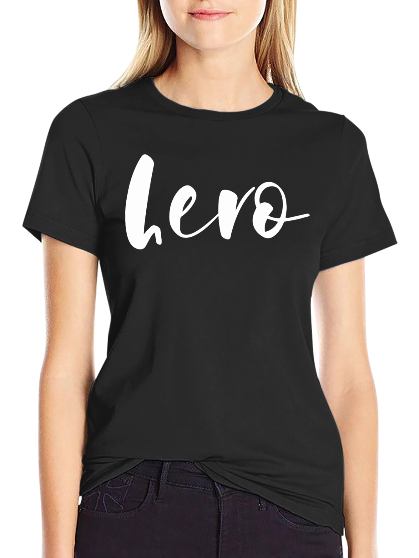 Stylish Black T-Shirt with Hero Print