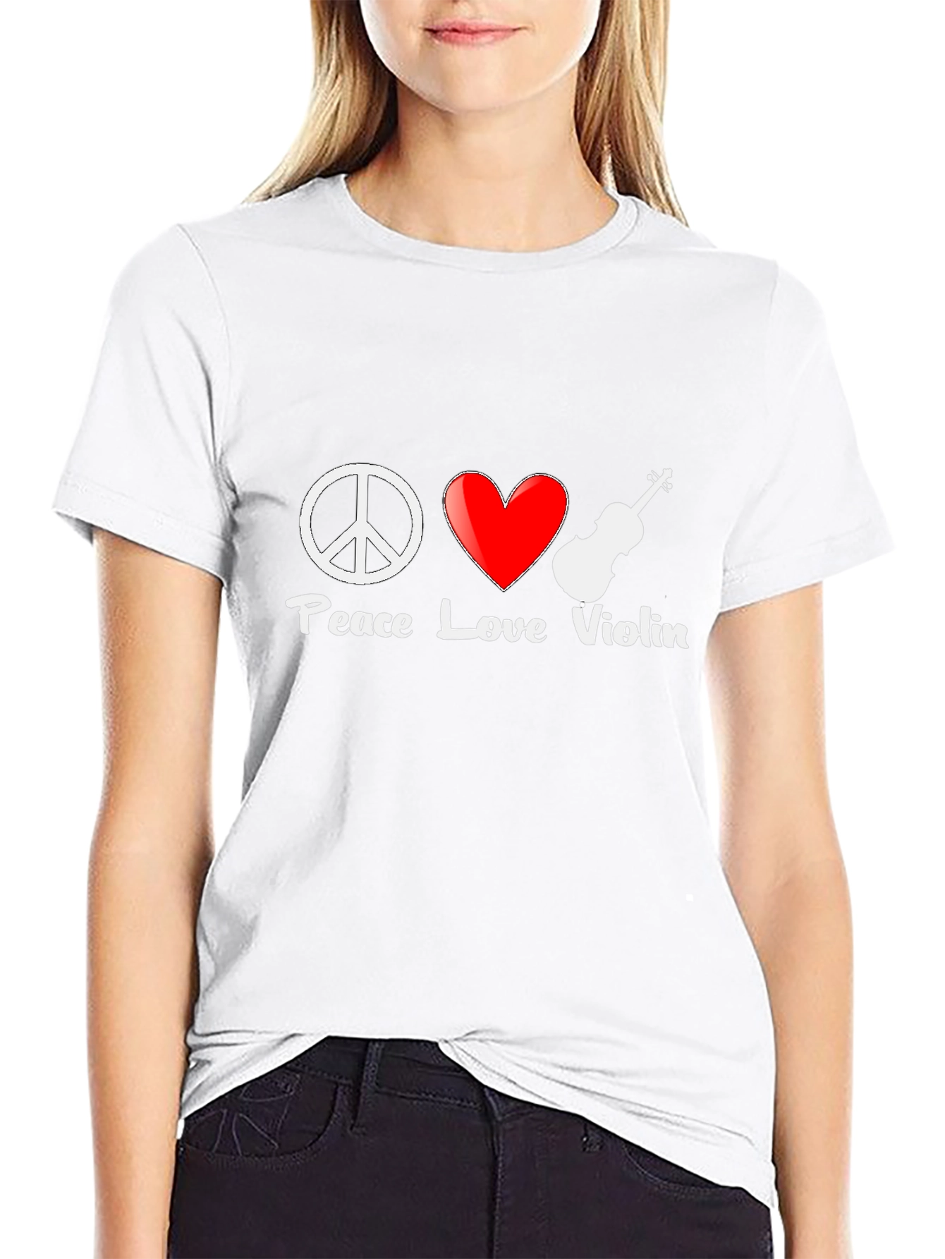 Peace Love Violin Graphic T-Shirt - Music Lover Tee