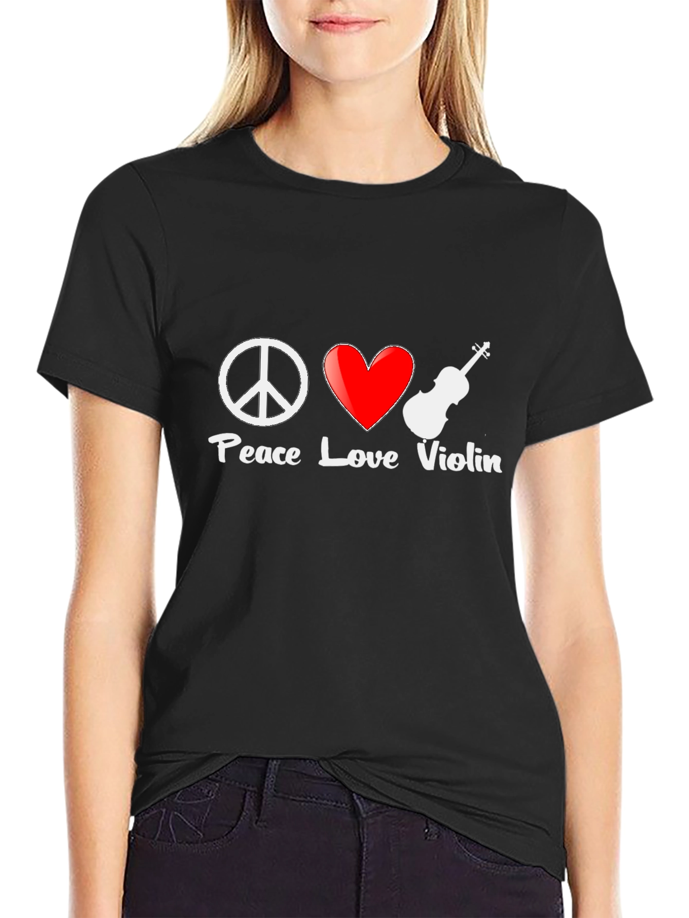 Peace Love Violin Graphic T-Shirt - Music Lover Tee