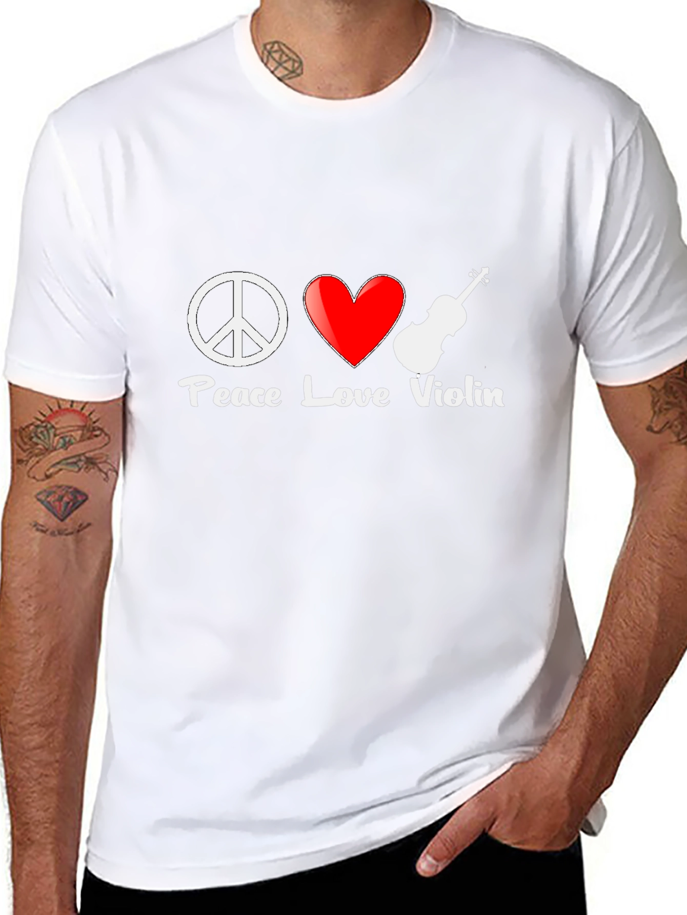 Peace Love Violin Graphic T-Shirt - Music Lover Tee