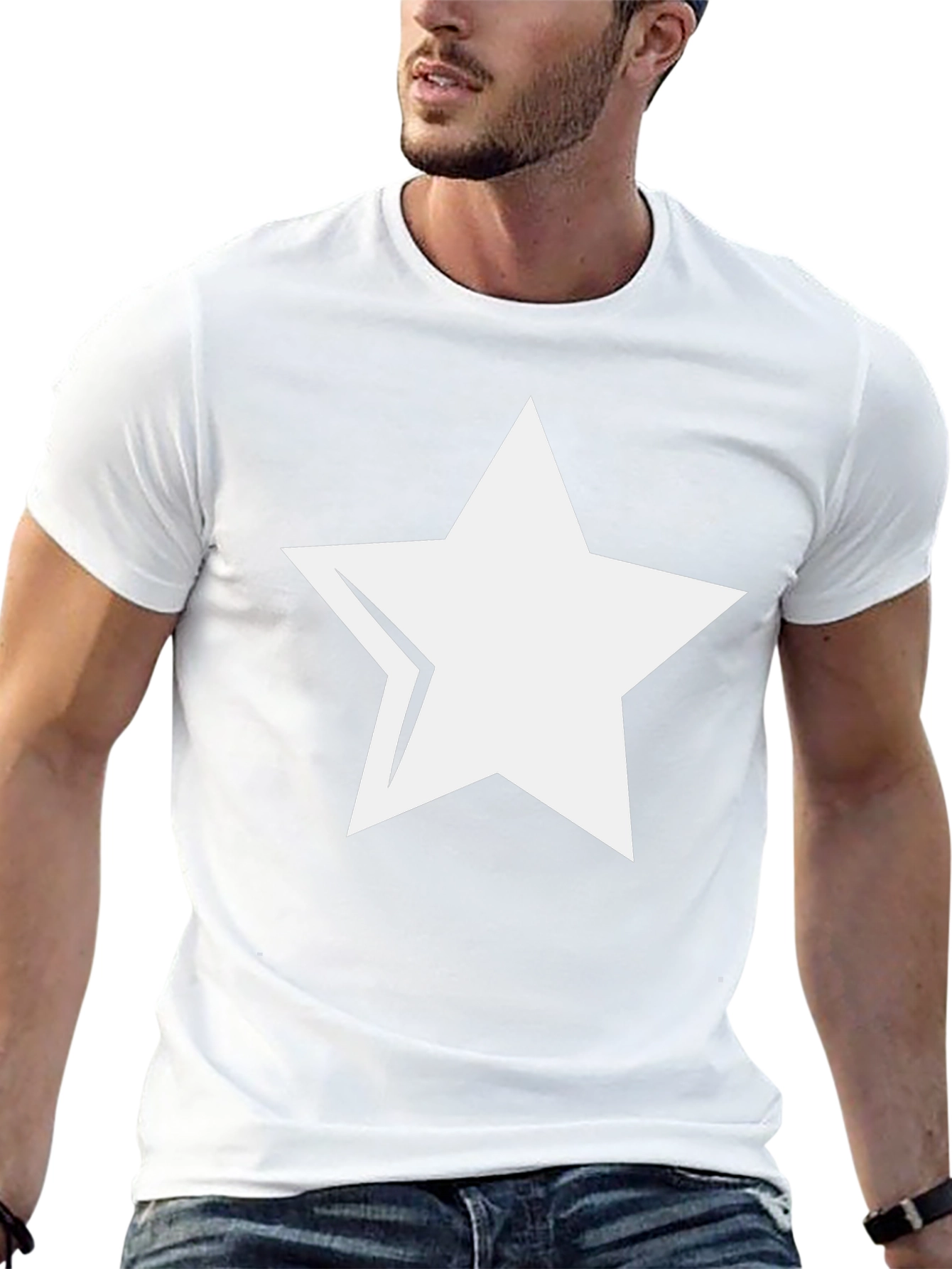 Bold Star Graphic Tee - Stylish Black Cotton T-Shirt