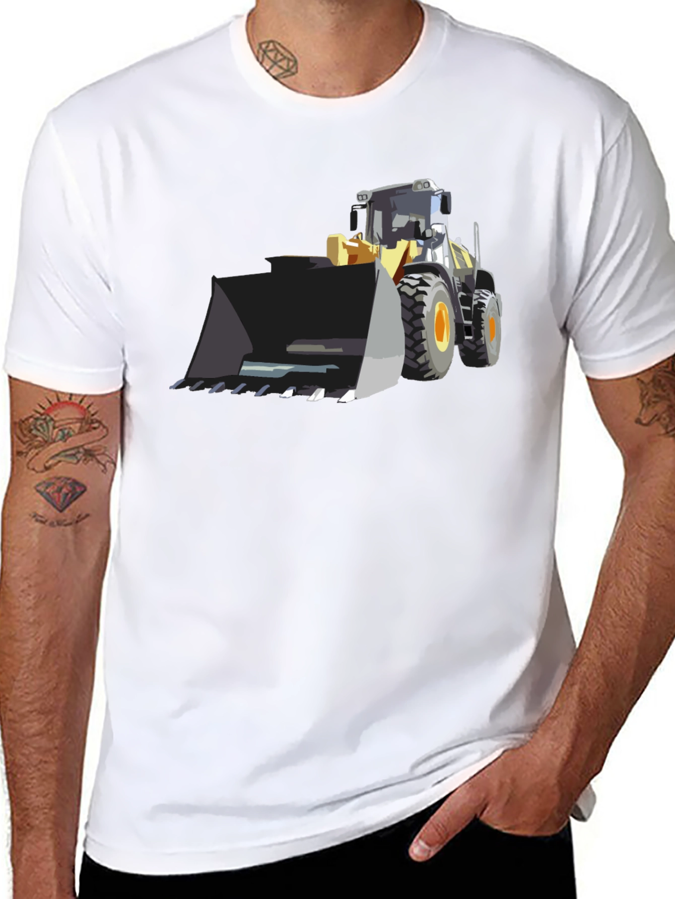 Bulldozer Graphic Tee - Black Cotton T-Shirt