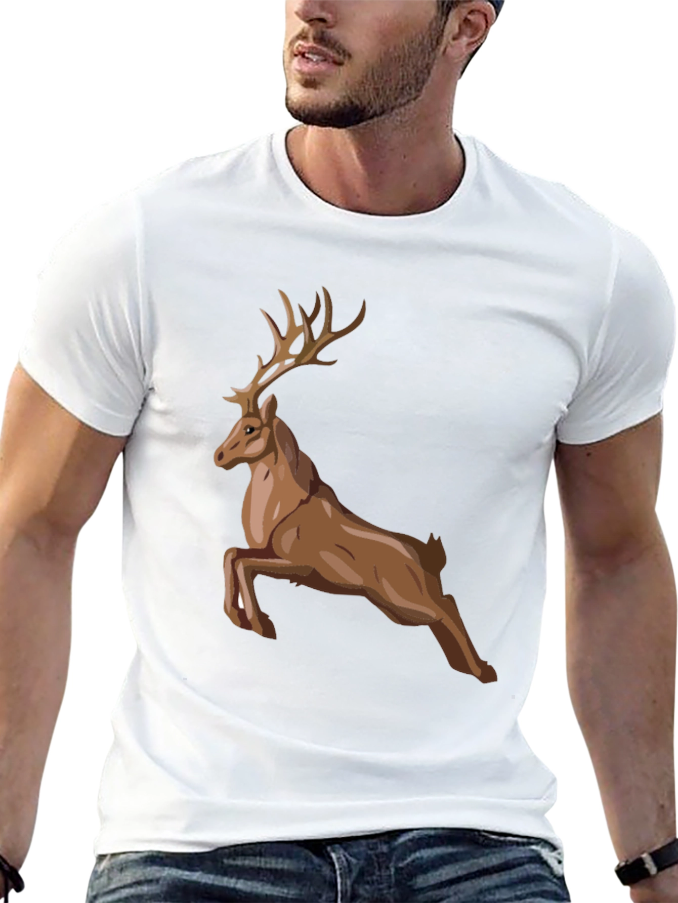 Mens Black Deer Graphic Tee
