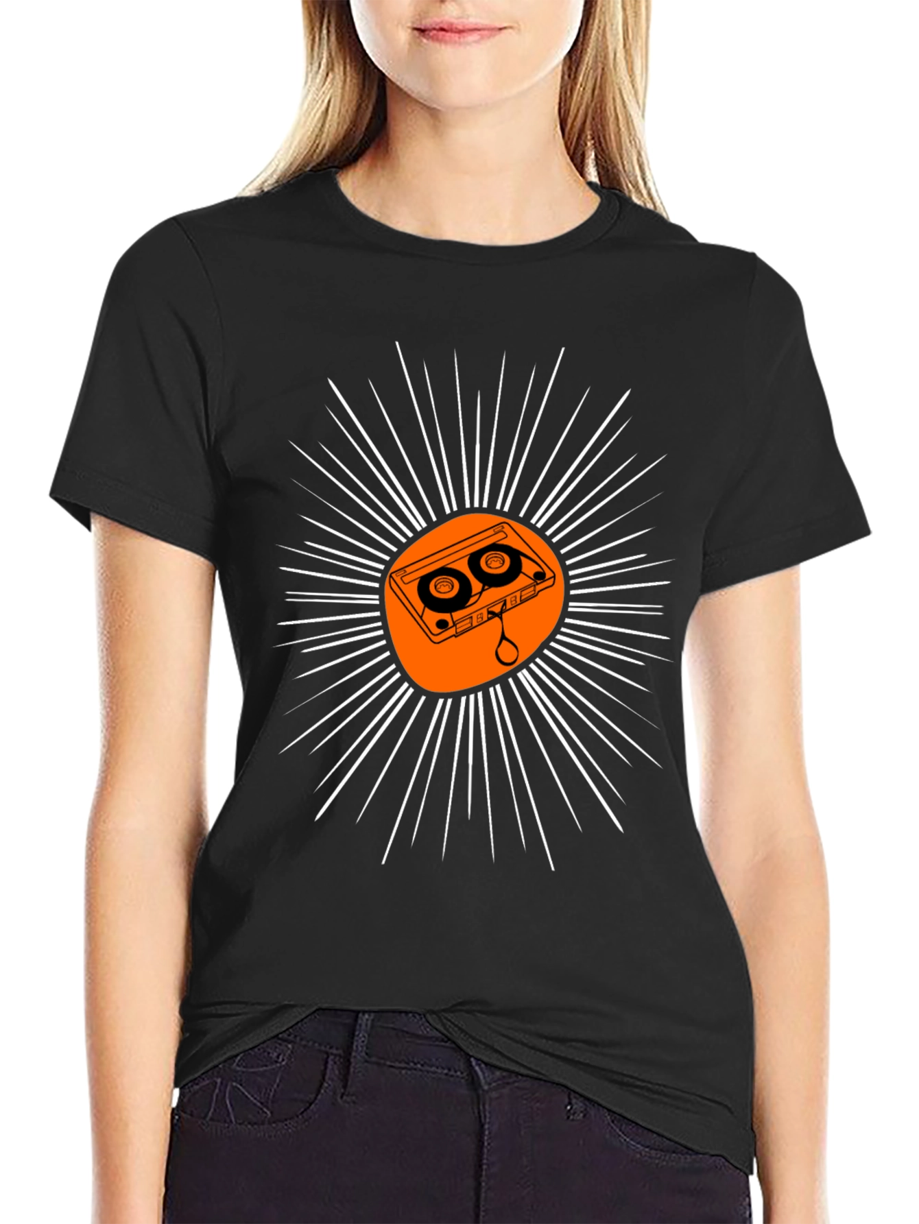 Retro Cassette Tape Sunburst Graphic Tee