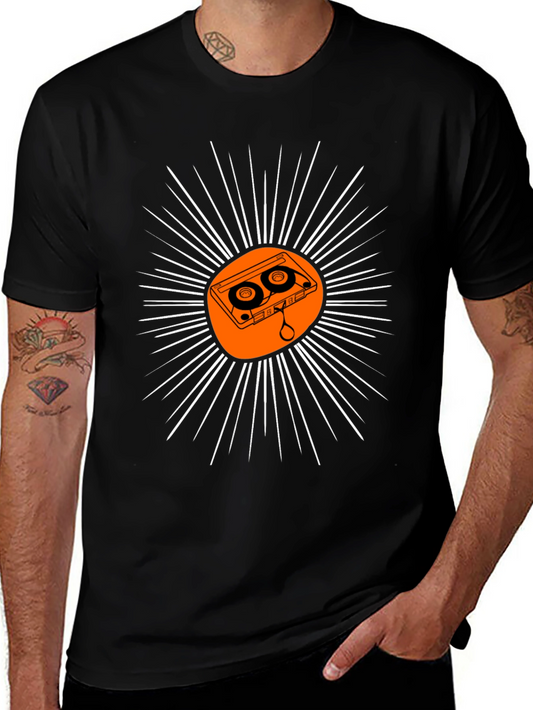 Retro Cassette Tape Sunburst Graphic Tee