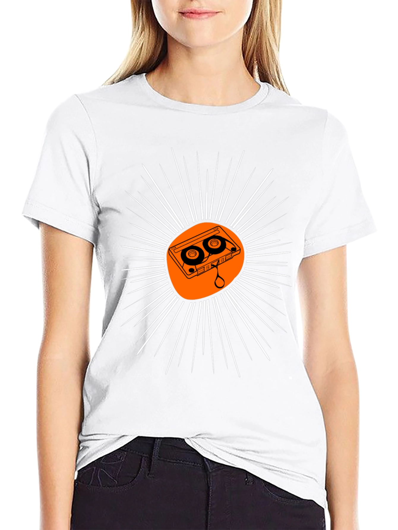 Retro Cassette Tape Sunburst Graphic Tee