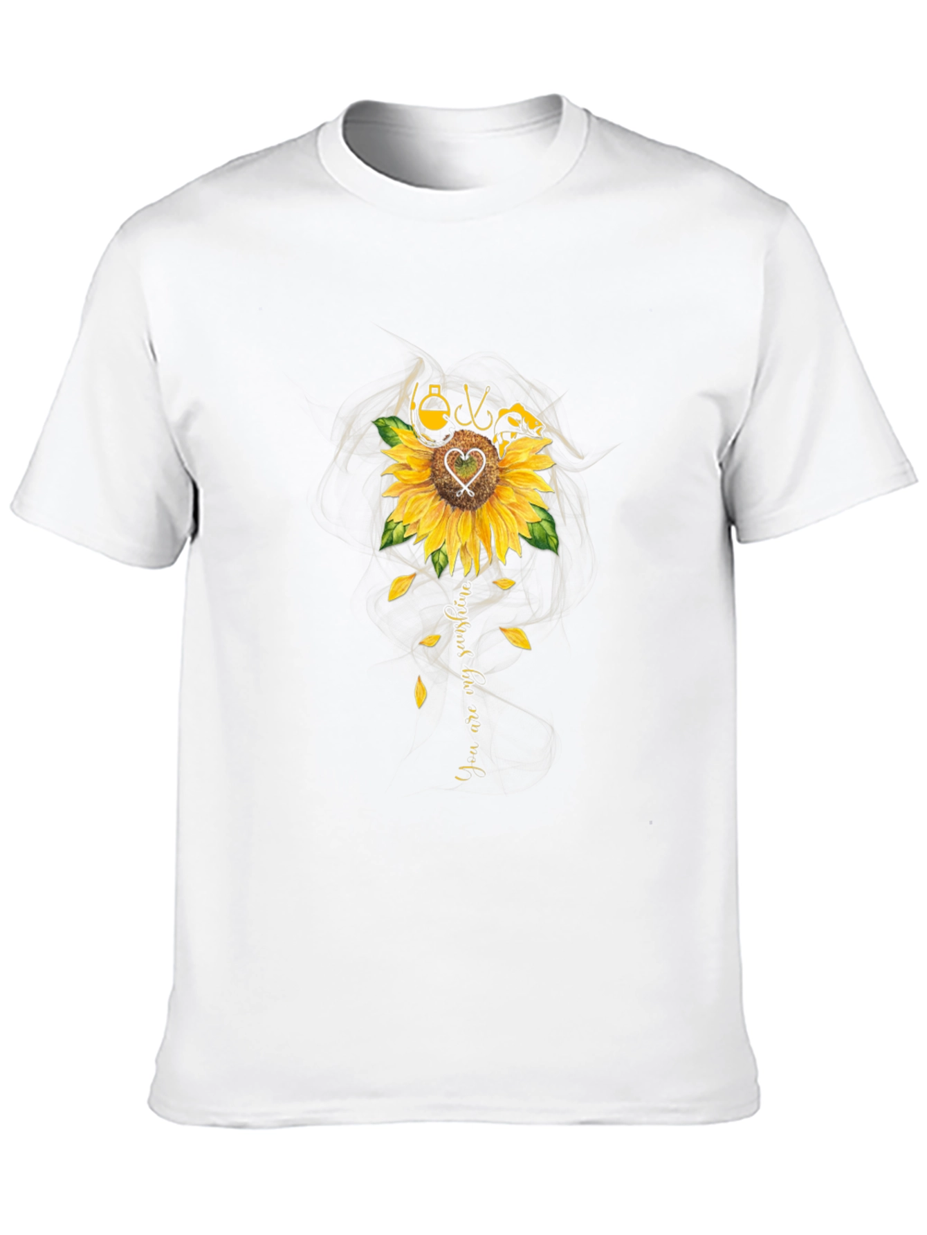 Fishing Sunflower Graphic T-Shirt - Black