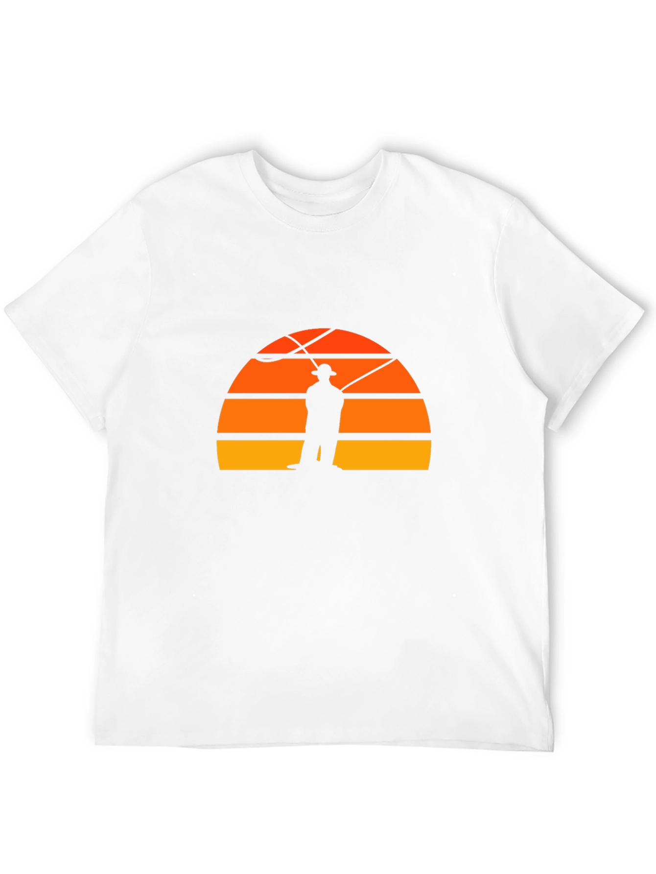 Fisherman Sunset Graphic Tee - Retro Style Black T-Shirt