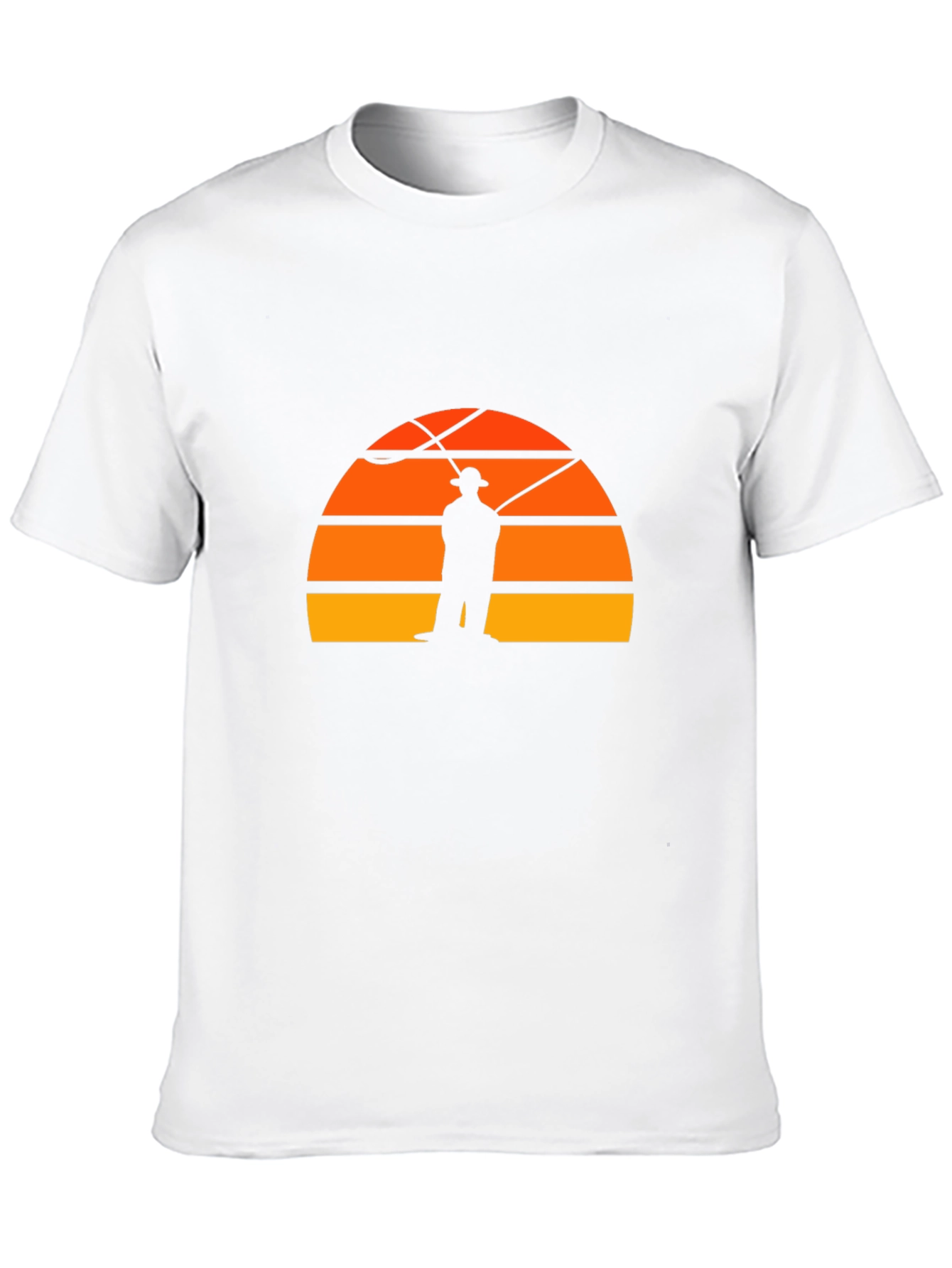 Fisherman Sunset Graphic Tee - Retro Style Black T-Shirt