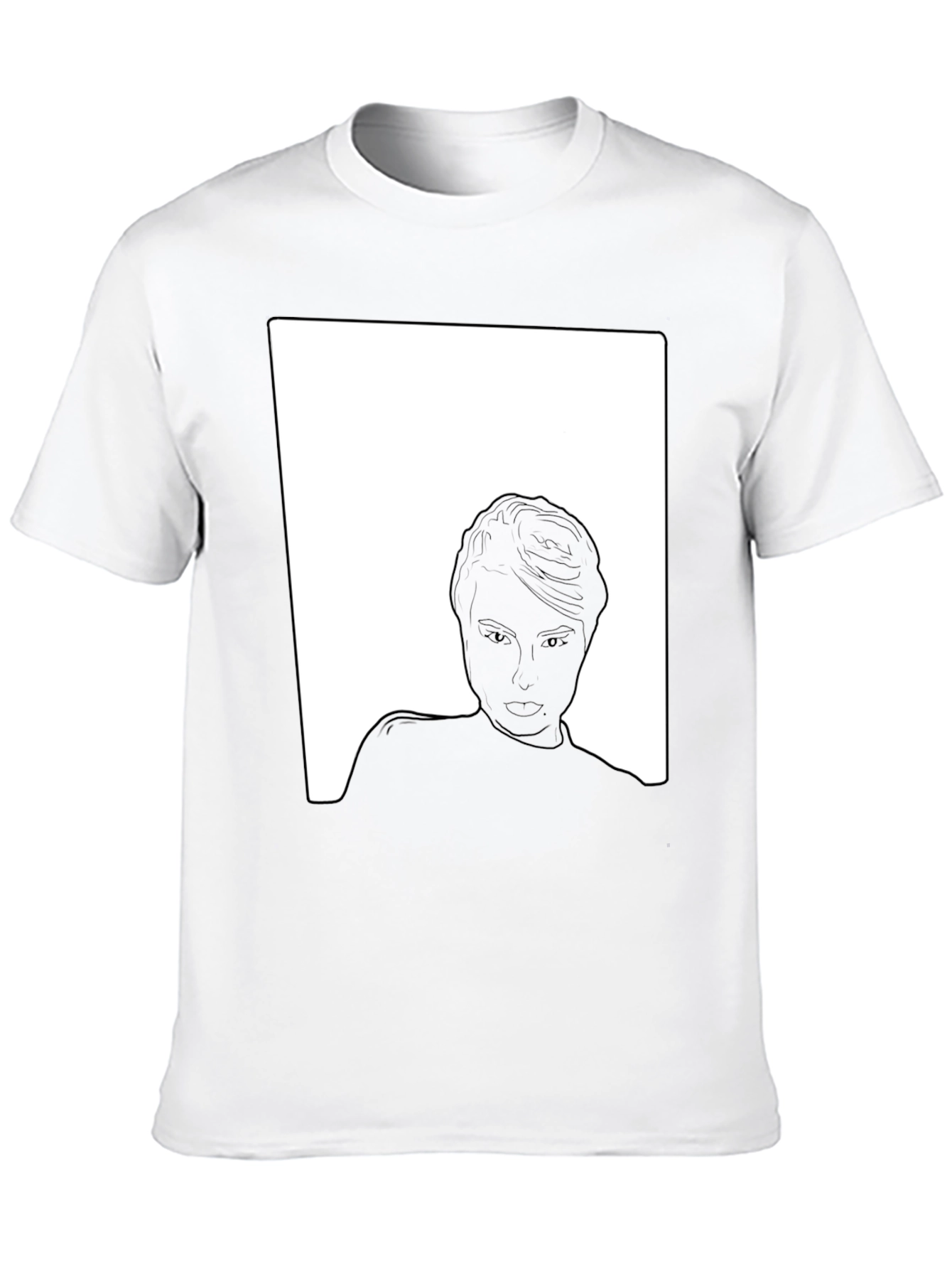 Monochrome Graphic Print Tee - Modern Art Style
