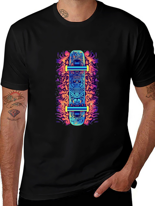 Skateboard Skull Graphic Tee - Edgy Style