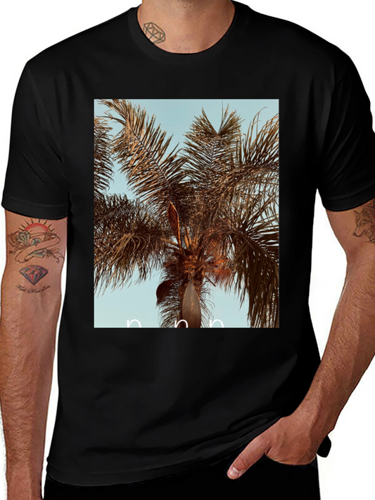 Palm Tree Graphic Black Cotton Tee